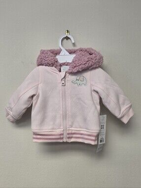 Robeez Elephant Sherpa Lined Reversible Hoodie Jacket Heavenly Pink Newborn